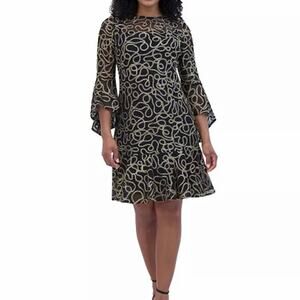 Jessica Howard Petite 8P Floral Embellished Fit Flare Mini Cocktail Dress NWT